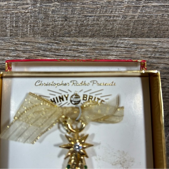 Christopher Radko Shiny Brite Gold Tone Christmas Tree Ornament & Earrings Set - Picture 5 of 7